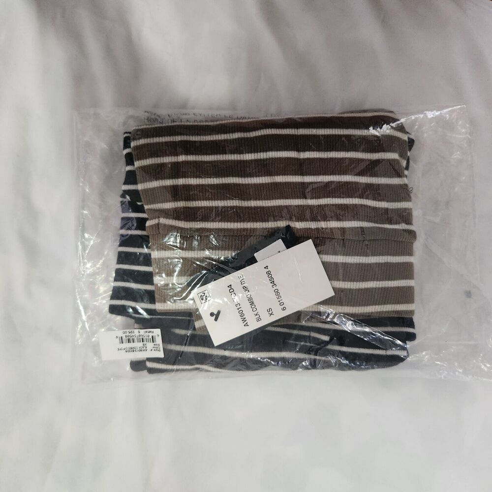 ATM‎ Anthony Thomas Melillo XS Black Combo Dip Dye Slit Hem Striped Skirt - Picture 9 of 13